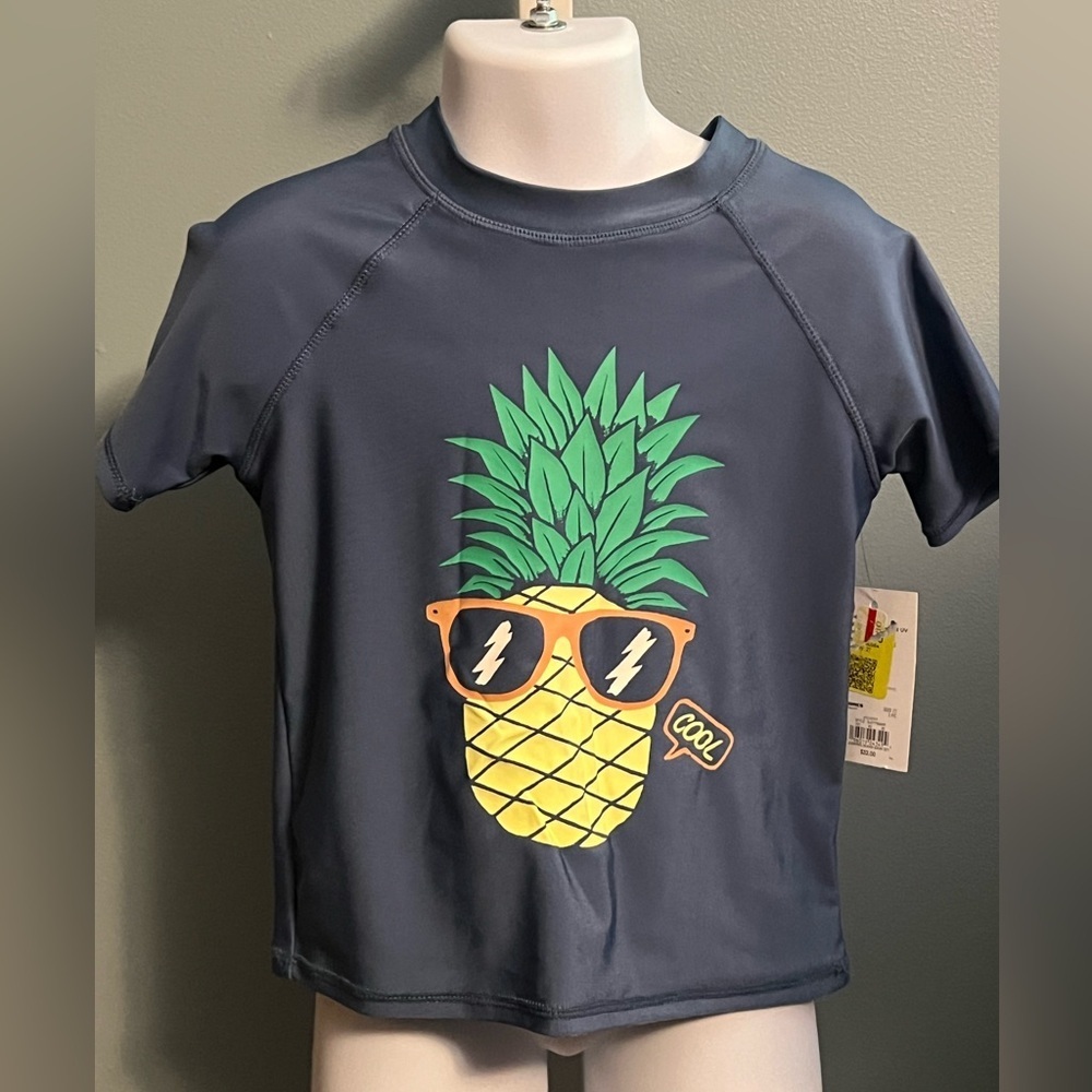 Jumping Beans Cool Pineapple Blue Swim Rashguard Top NWT 2T
